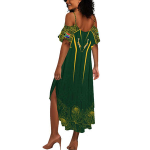 Personalised South African Heritage Day Summer Maxi Dress Kente Ethnic Patterns Mix Springboks