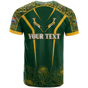 Personalised South African Heritage Day T shirt Kente Ethnic Patterns Mix Springboks