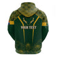 Personalised South African Heritage Day Zip Hoodie Kente Ethnic Patterns Mix Springboks