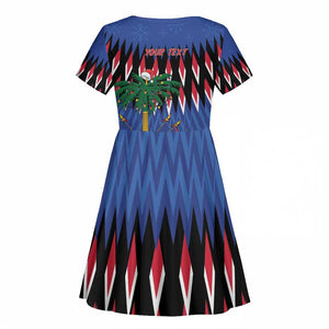 Haiti Afro Christmas Personalized Kid Short Sleeve Dress Festive Vibes