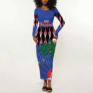 Haiti Afro Christmas Personalized Long Sleeve Bodycon Dress Festive Vibes LT7