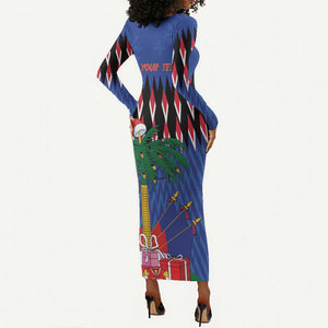Haiti Afro Christmas Personalized Long Sleeve Bodycon Dress Festive Vibes LT7