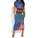 Haiti Afro Christmas Personalized Short Sleeve Bodycon Dress Festive Vibes LT7