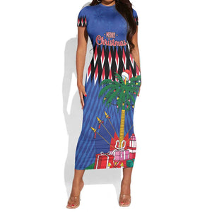 Haiti Afro Christmas Personalized Short Sleeve Bodycon Dress Festive Vibes LT7