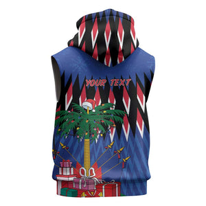 Haiti Afro Christmas Personalized Sleeveless Hoodie Festive Vibes - African Pride