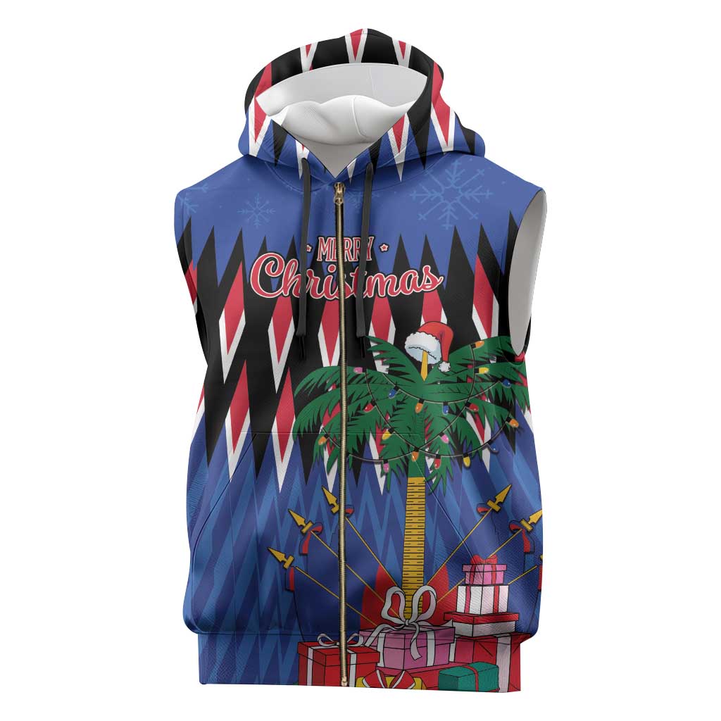 Haiti Afro Christmas Personalized Sleeveless Zip Hoodie Festive Vibes - African Pride