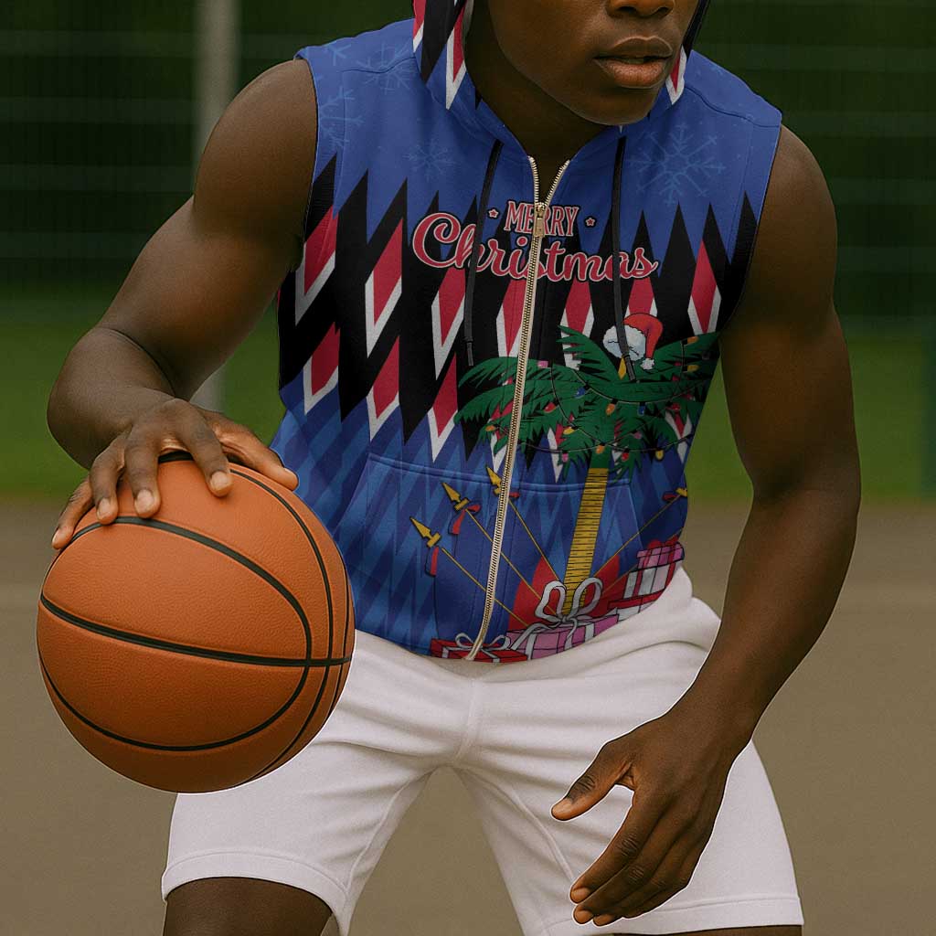 Haiti Afro Christmas Personalized Sleeveless Zip Hoodie Festive Vibes - African Pride