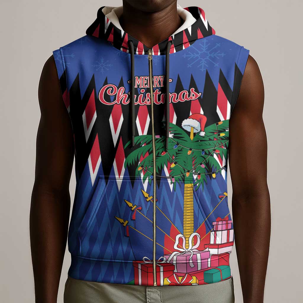 Haiti Afro Christmas Personalized Sleeveless Zip Hoodie Festive Vibes - African Pride