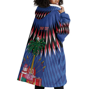 Haiti Afro Christmas Personalized Wearable Blanket Hoodie Festive Vibes