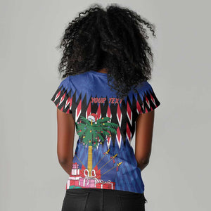 Haiti Afro Christmas Personalized Women V-Neck T-Shirt Festive Vibes