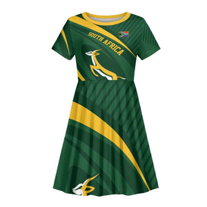 Personalized South Africa Bokke Kid Short Sleeve Dress Minimalism Style