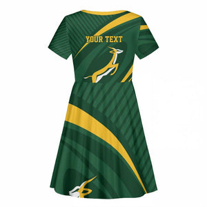 Personalized South Africa Bokke Kid Short Sleeve Dress Minimalism Style