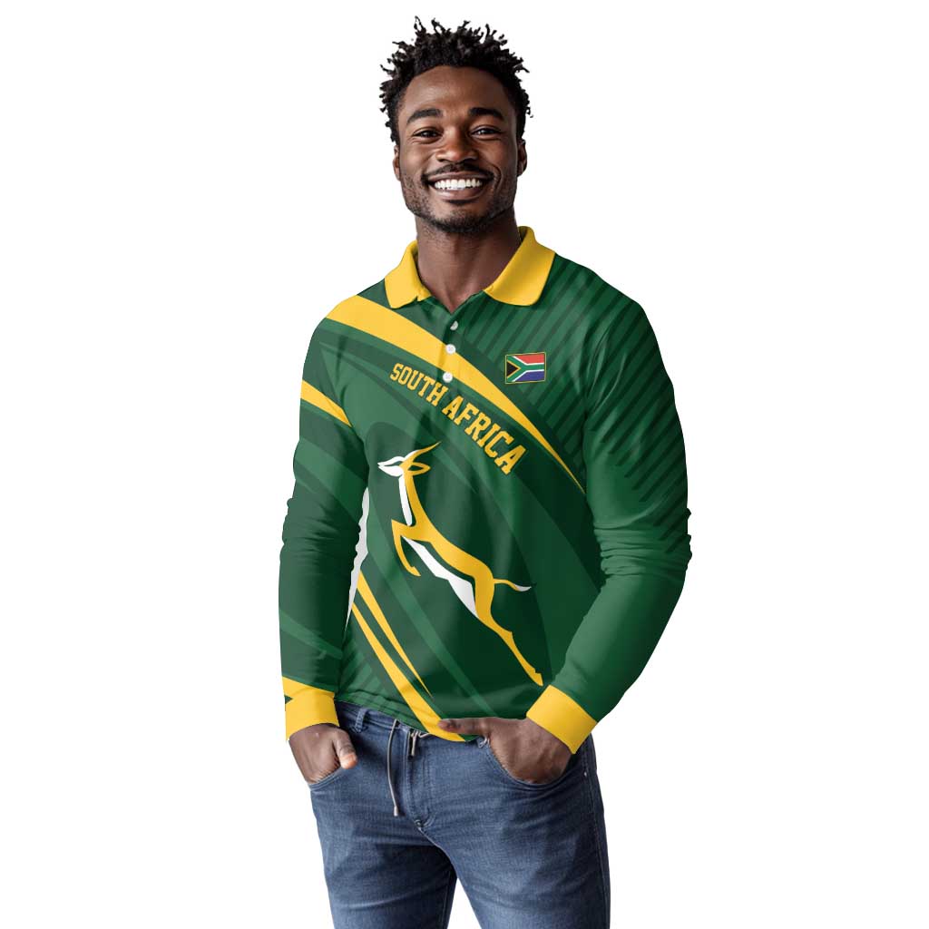 Personalized South Africa Bokke Long Sleeve Polo Shirt Minimalism Style