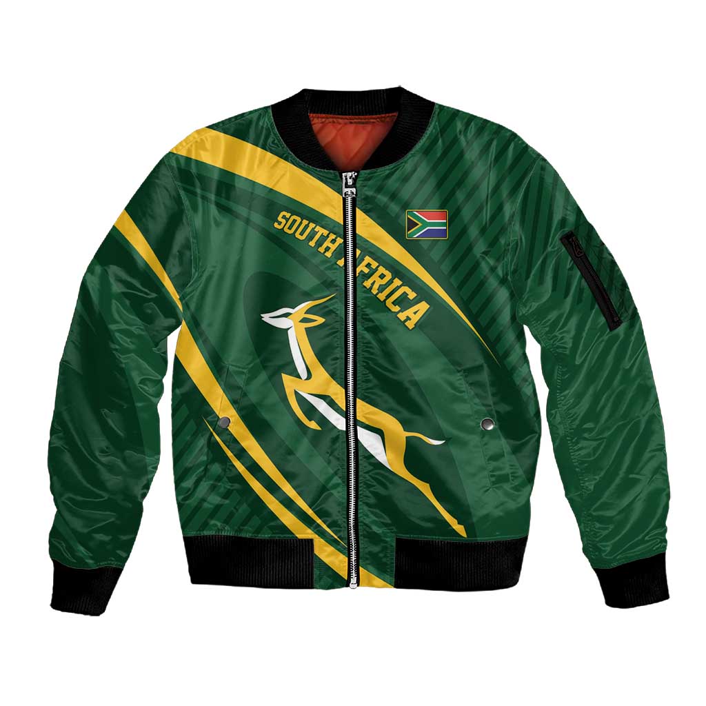 Personalized South Africa Bokke Sleeve Zip Bomber Jacket Minimalism Style