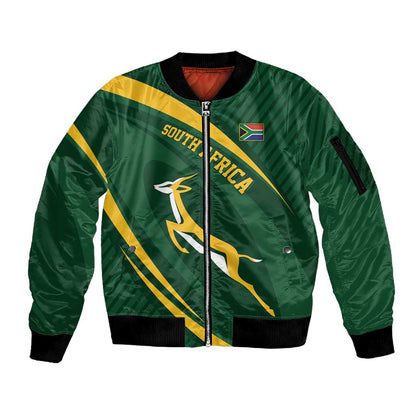 Personalized South Africa Bokke Sleeve Zip Bomber Jacket Minimalism Style