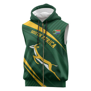 Personalized South Africa Bokke Sleeveless Zip Hoodie Minimalism Style - African Pride