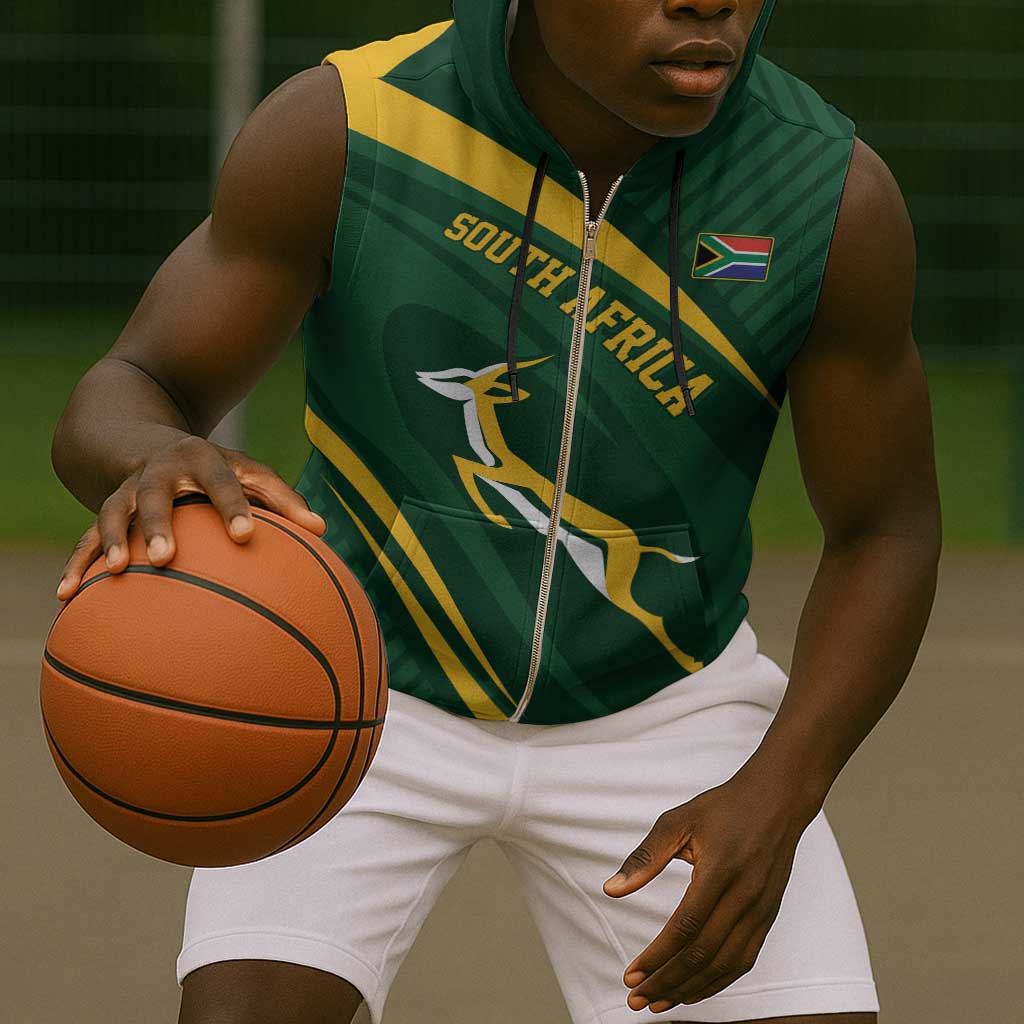 Personalized South Africa Bokke Sleeveless Zip Hoodie Minimalism Style - African Pride