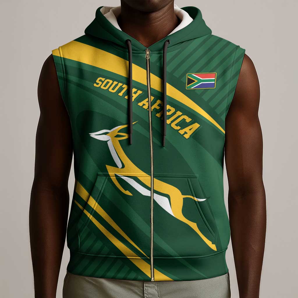 Personalized South Africa Bokke Sleeveless Zip Hoodie Minimalism Style - African Pride