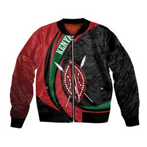 Kenya Personalized Bomber Jacket Mashujaa Day Lion Warrior
