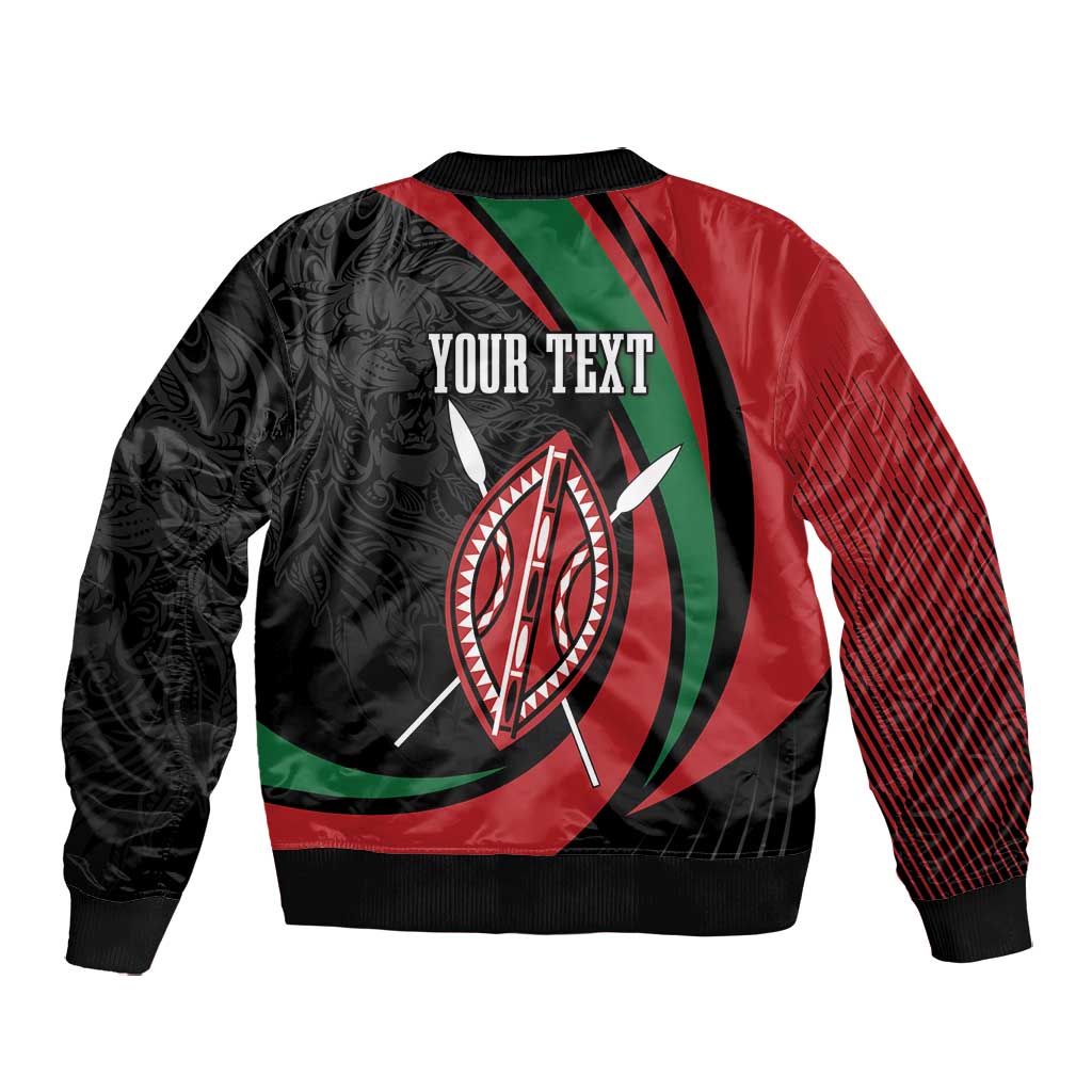 Kenya Personalized Bomber Jacket Mashujaa Day Lion Warrior
