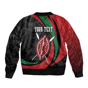Kenya Personalized Bomber Jacket Mashujaa Day Lion Warrior