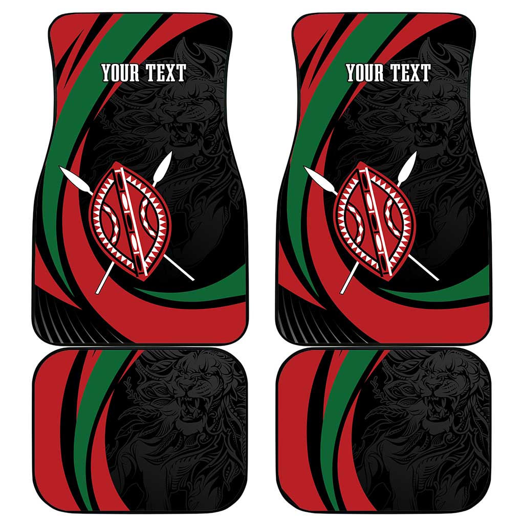 Kenya Personalized Car Mats Mashujaa Day Lion Warrior