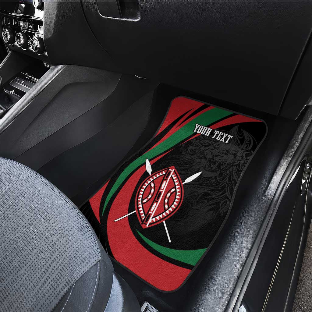 Kenya Personalized Car Mats Mashujaa Day Lion Warrior