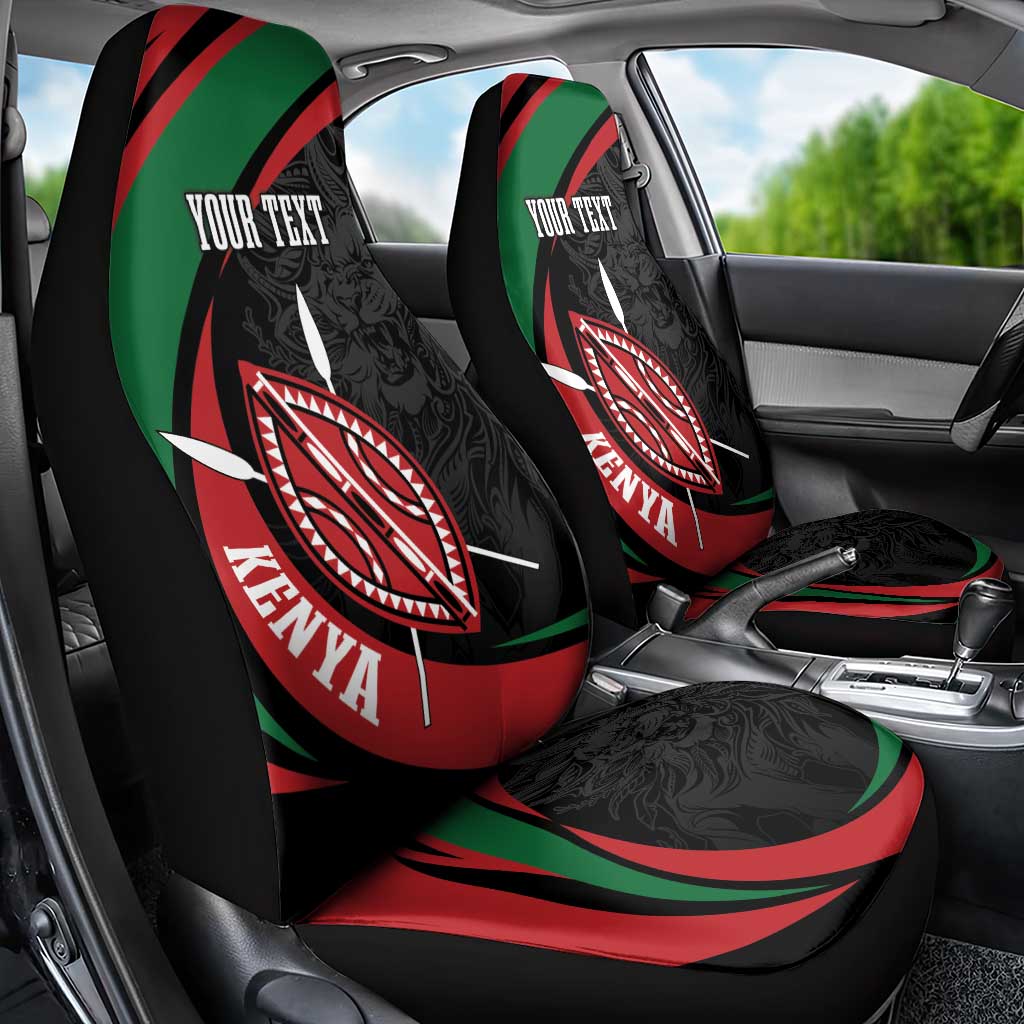Kenya Personalized Car Seat Cover Mashujaa Day Lion Warrior
