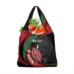 Kenya Personalized Grocery Bag Mashujaa Day Lion Warrior