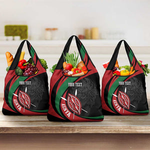 Kenya Personalized Grocery Bag Mashujaa Day Lion Warrior
