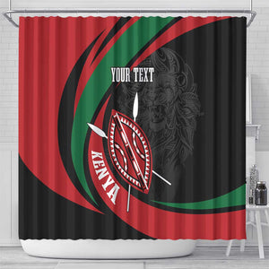Kenya Personalized Shower Curtain Mashujaa Day Lion Warrior