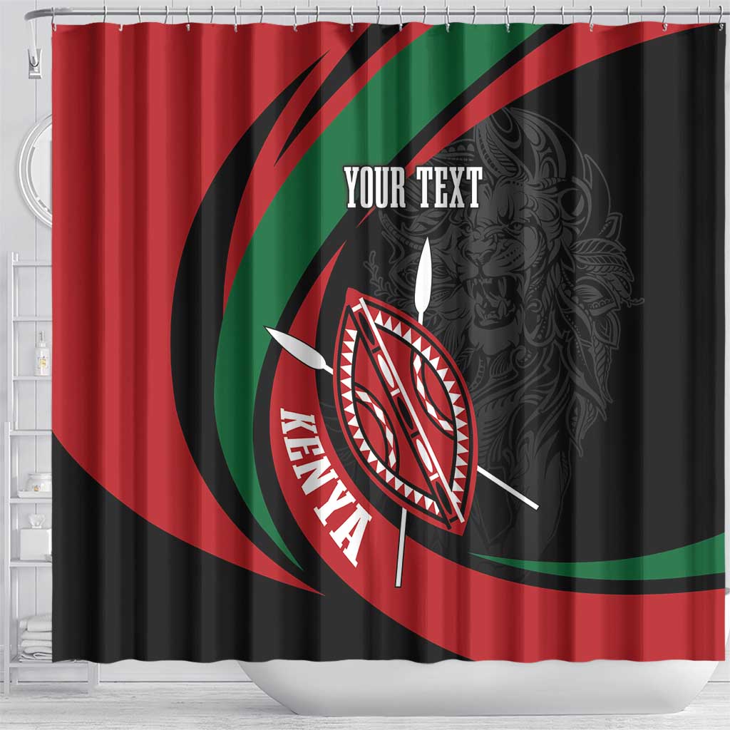 Kenya Personalized Shower Curtain Mashujaa Day Lion Warrior