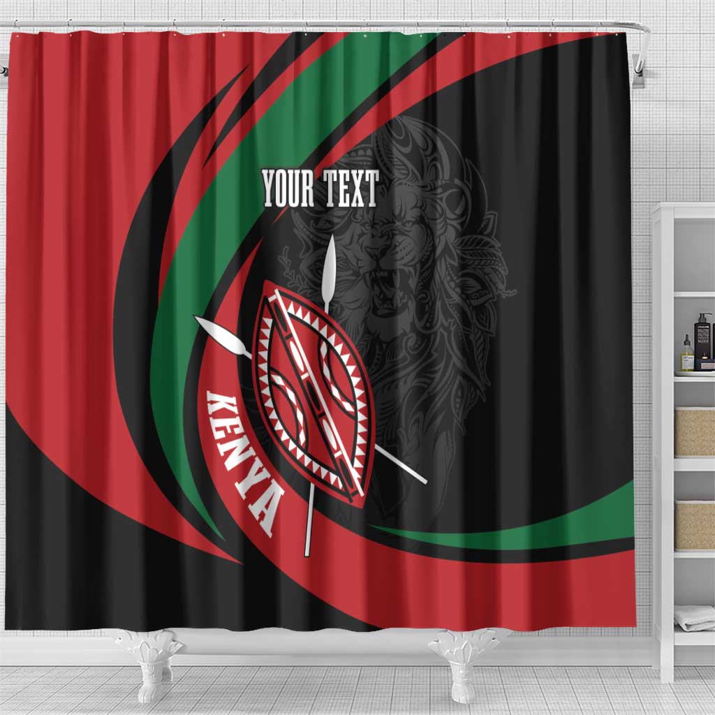Kenya Personalized Shower Curtain Mashujaa Day Lion Warrior