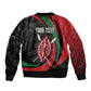 Kenya Personalized Sleeve Zip Bomber Jacket Mashujaa Day Lion Warrior