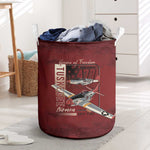 Tuskegee Airmen Spit Fire 477th Laundry Basket Crimson Grunge - African Pride