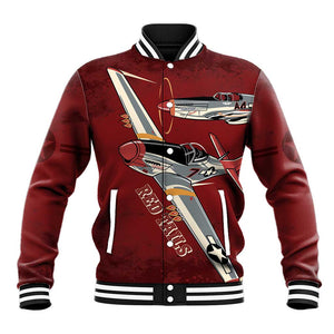 Tuskegee Airmen Spit Fire 477th Baseball Jacket Crimson Grunge - undefined
