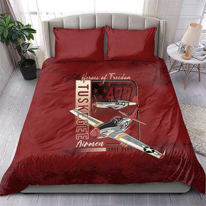 Tuskegee Airmen Spit Fire 477th Bedding Set Crimson Grunge - African Pride