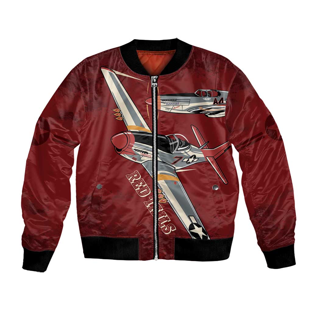 Tuskegee Airmen Spit Fire 477th Bomber Jacket Crimson Grunge - African Pride