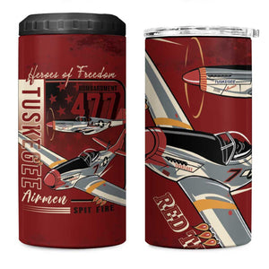 Tuskegee Airmen Spit Fire 477th 4 in 1 Can Cooler Tumbler Crimson Grunge - African Pride