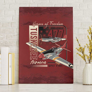 Tuskegee Airmen Spit Fire 477th Canvas Wall Art Crimson Grunge - African Pride