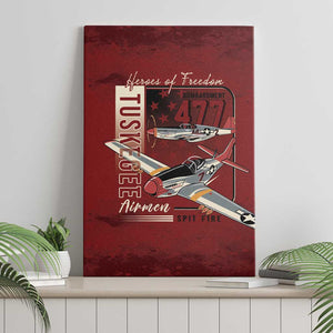 Tuskegee Airmen Spit Fire 477th Canvas Wall Art Crimson Grunge - African Pride