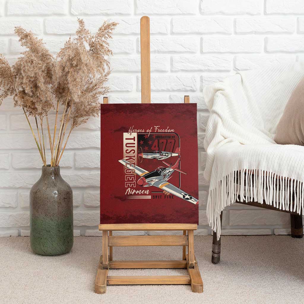 Tuskegee Airmen Spit Fire 477th Canvas Wall Art Crimson Grunge - African Pride