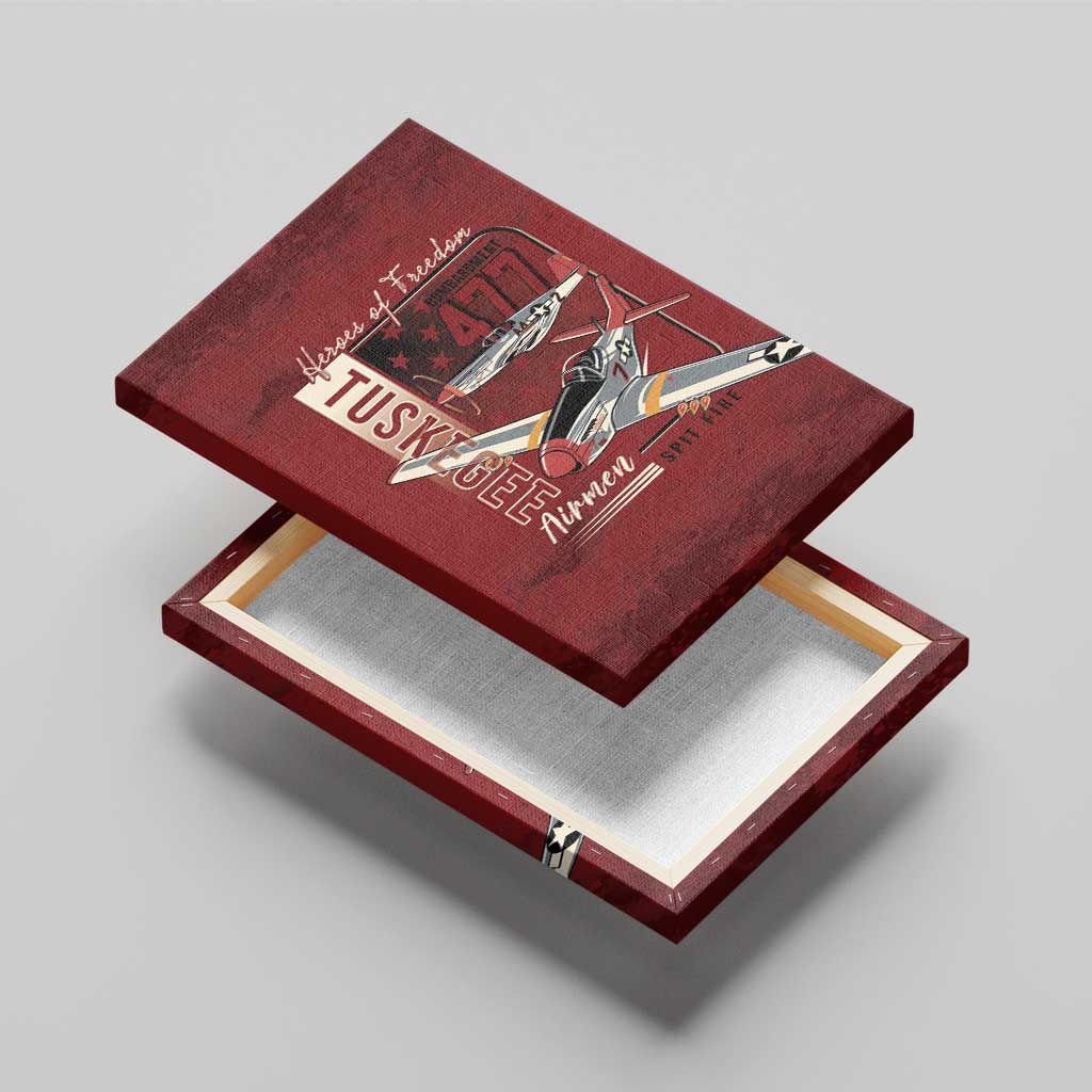 Tuskegee Airmen Spit Fire 477th Canvas Wall Art Crimson Grunge - African Pride