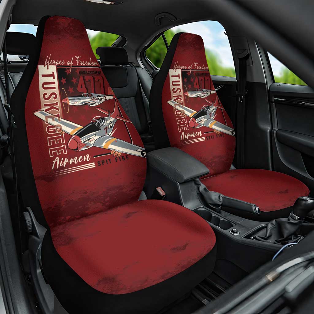 Tuskegee Airmen Spit Fire 477th Car Seat Cover Crimson Grunge - African Pride
