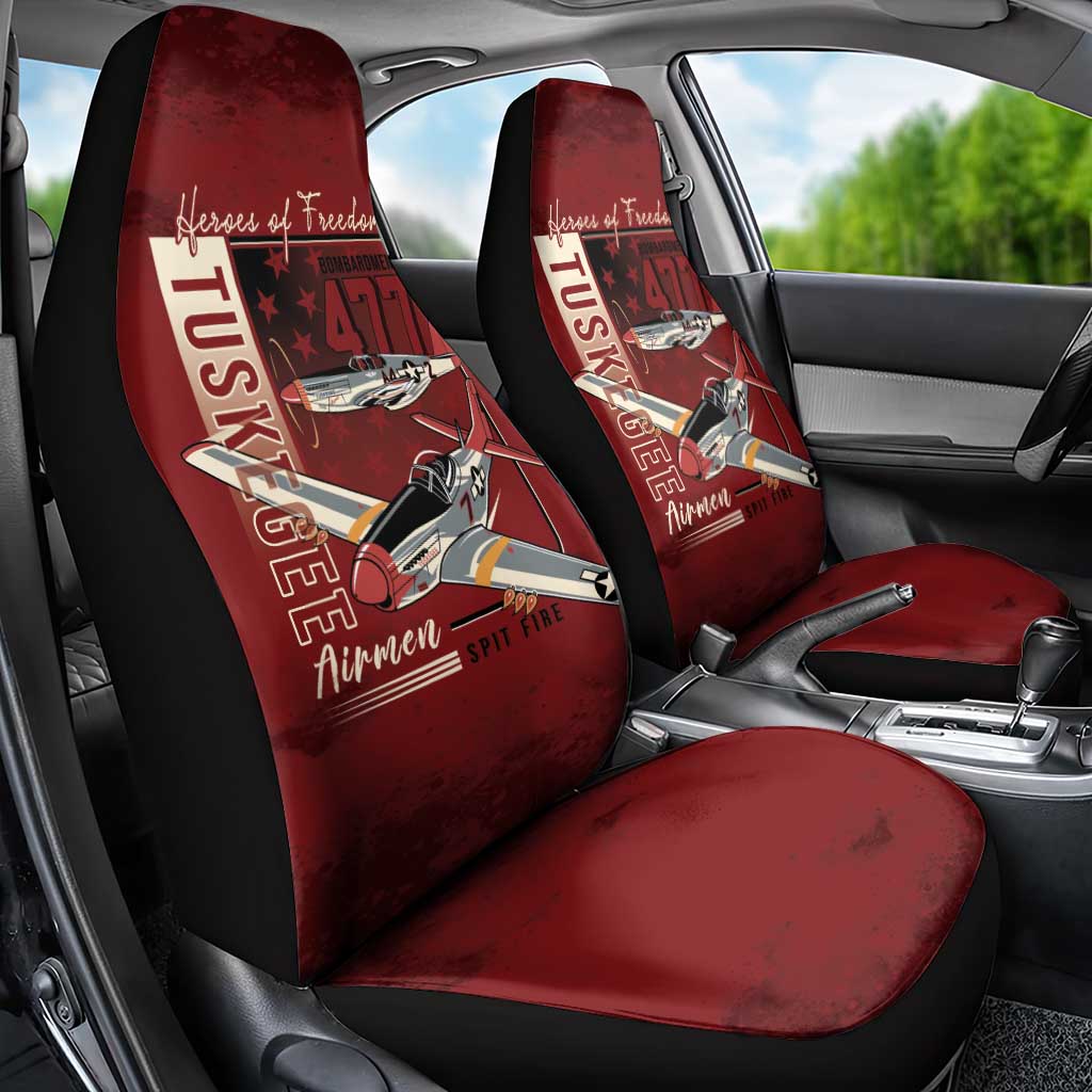 Tuskegee Airmen Spit Fire 477th Car Seat Cover Crimson Grunge - African Pride