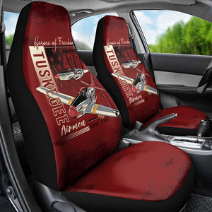 Tuskegee Airmen Spit Fire 477th Car Seat Cover Crimson Grunge - African Pride