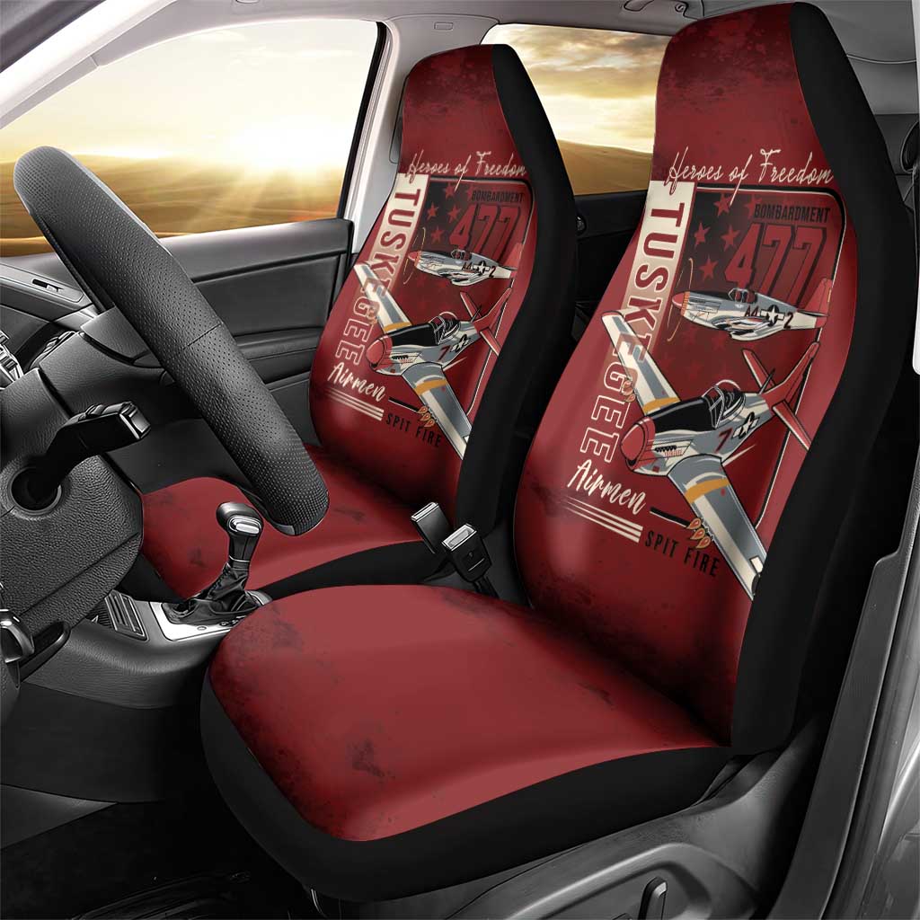 Tuskegee Airmen Spit Fire 477th Car Seat Cover Crimson Grunge - African Pride