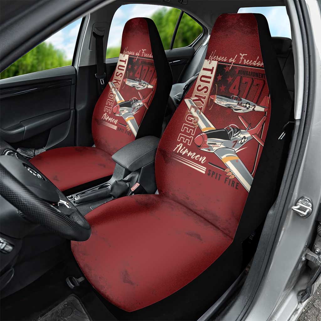 Tuskegee Airmen Spit Fire 477th Car Seat Cover Crimson Grunge - African Pride