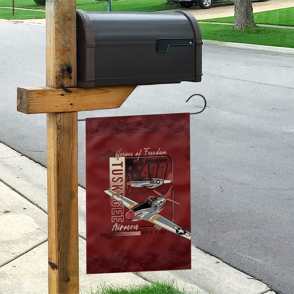 Tuskegee Airmen Spit Fire 477th Garden Flag Crimson Grunge - African Pride