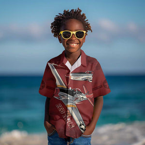 Tuskegee Airmen Spit Fire 477th Kid Hawaiian Shirt Crimson Grunge - African Pride